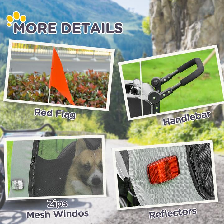 Produktbild PawHut 2-in-1 Hundewagen und Anhänger mit Luftpumpe und roter Fahne