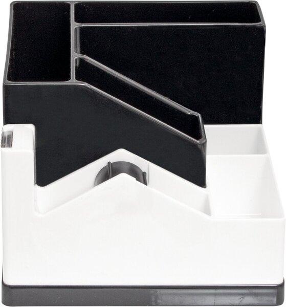Immagine prodotto Ecobra Schreibtisch-Organizer POSEIDON, schwarz/weiss, 5 Fächer, mit Klebebandabroller, 360° drehbar