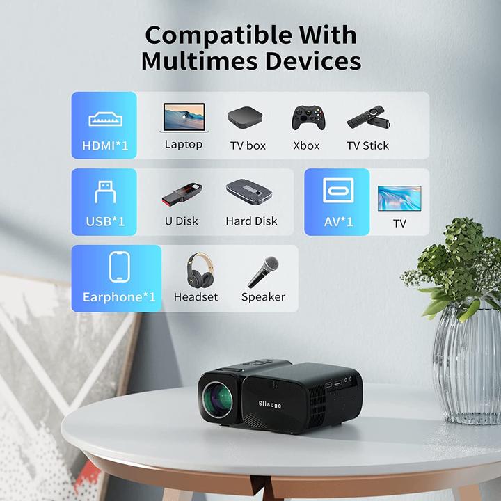 Produktbild Glisogo Mini Beamer, 1080p, 7000 Lumen