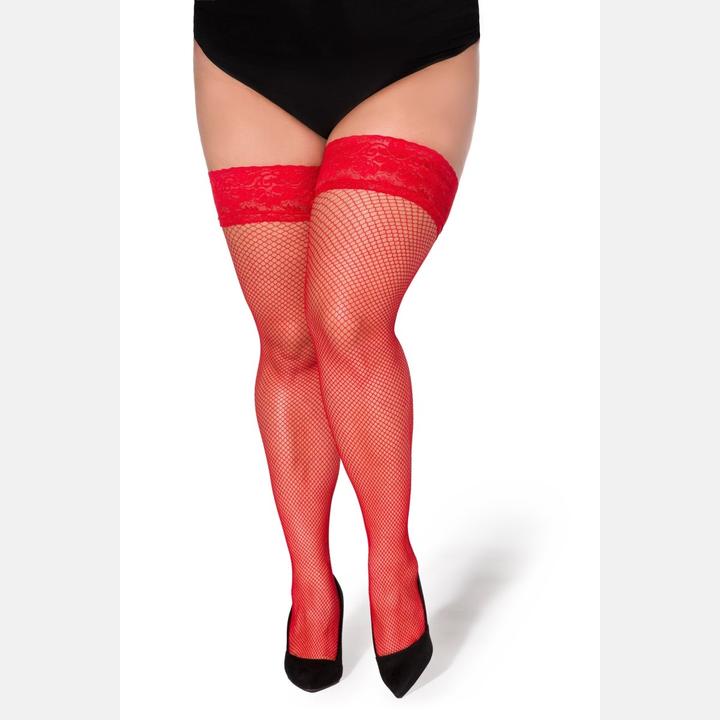Produktbild Legg Story halterlose Netz-Strümpfe Christina rot T7/8