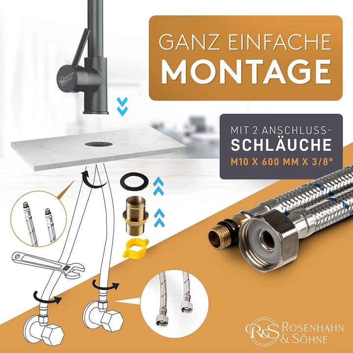 Productafbeelding Rosenhahn & Söhne Rosenhahn & SÃ¶hne Keukenkraan met Douche Batterijkraan in Zwart