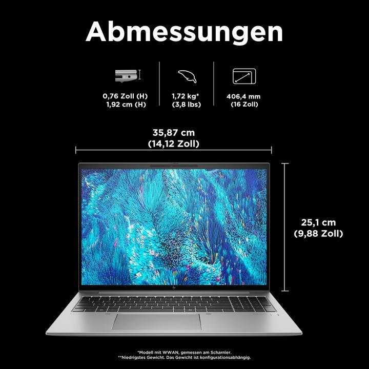 Produktbild HP ZFly16G11 U7-155H 16 32GB/1T PC Germa (16", Intel Core Ultra 7 155H, 32 GB, 1000 GB, DE)