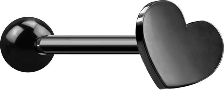 Produktbild Star Piercing Micro Barbell schwarz mit Kugel und Herz (ohne Messing, Chirurgenstahl 316L)