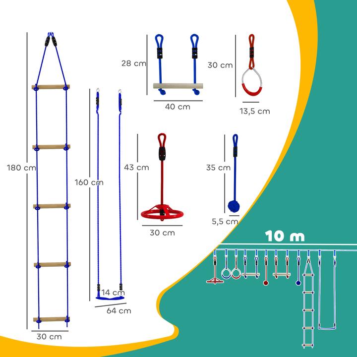 Actual product image Aiyaplay Ninja Slackline-Set Polyester, Kunststoff Blau+Rot