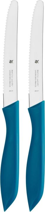 Produktbild WMF Brotzeitmesser Brötchenmesser Frühstücksmesser Set 2tlg 23cm Wellenschliff blau (11 cm)