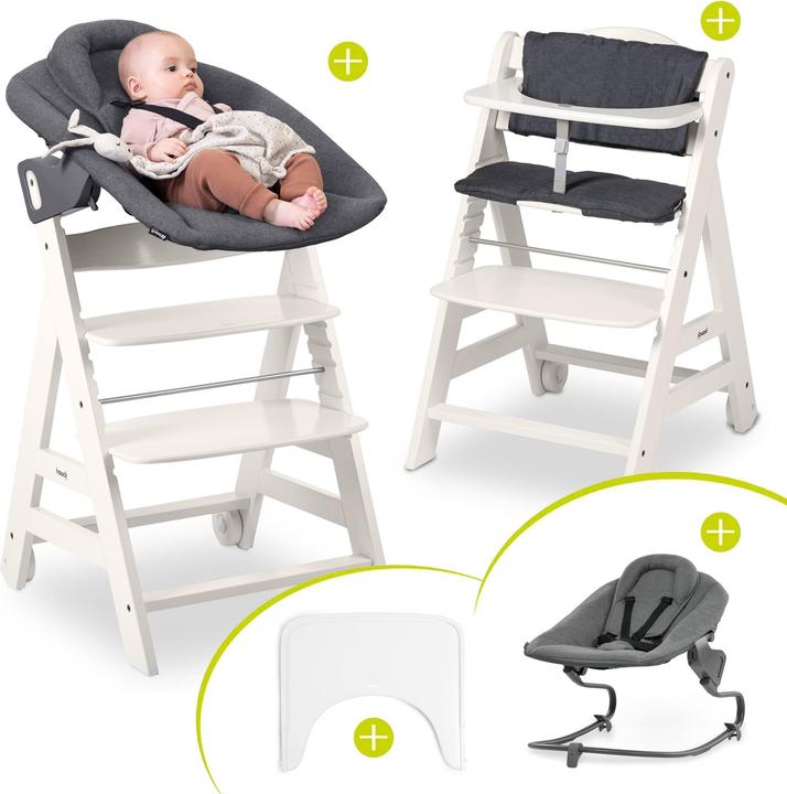 Hauck Highchairs Beta Plus White 5-piece Newborn Set - Highchair + 2in1 (Highchair)