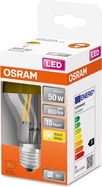 Actual product image Osram Star Classic A (E27, 50 W, 650 lm, 1 x, F)