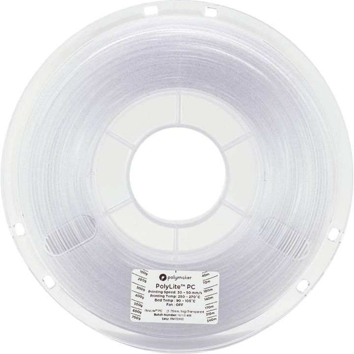 Image du produit Polymaker PolyLite PC Transparent 2,85 mm 1.000 g (Carbone, 2.85 mm, 1000 g, Transparent)