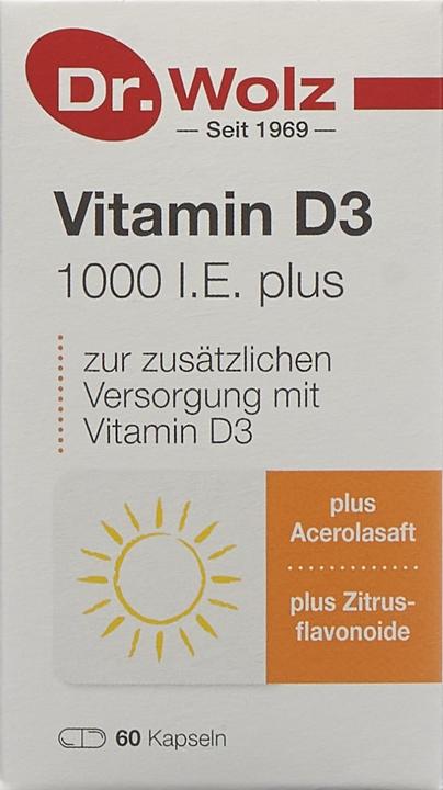 Produktbild Dr. Wolz Vitamin D3 1000 I.E. plus Kapsel (60 Stück, Kapseln, 105 g)
