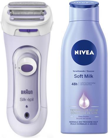 Produktbild Braun Silk-épil + Nivea Soft Milk Bodylotion