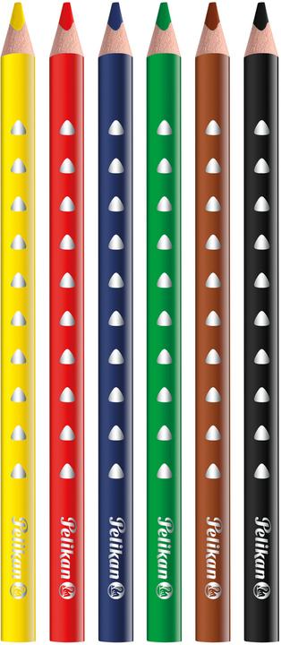 Immagine prodotto Pelikan Pastelli triangolari Silverino (Nero, Giallo, Blu scuro, Verde scuro, Marrone, Rosso, 6 x)