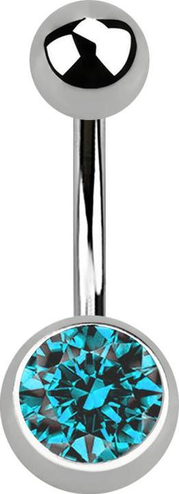 Produktbild Star Piercing Banane silber mit Kugel und Kugel Kristall aqua (Titan G23, ohne Messing)