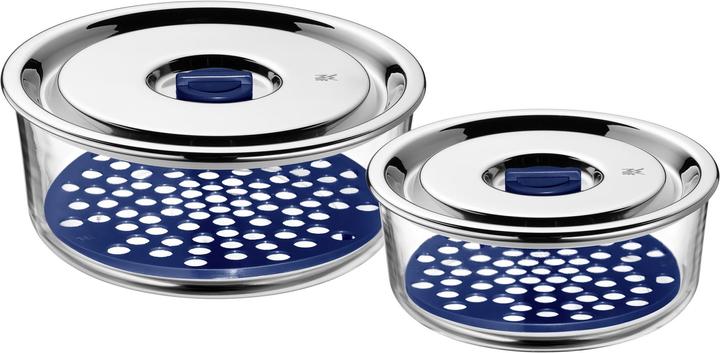 Produktbild WMF Frischhaltedosen Glas Set 2tlg luftdichter Deckel Abtropfgitter Top Serve
