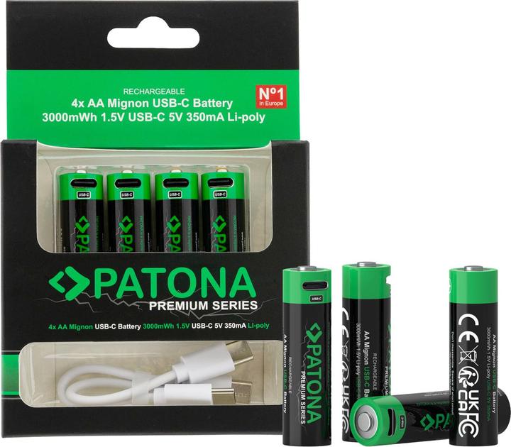 Image du produit Patona Premium 4x Micro AA USB-C (4 pcs, AA, 2000 mAh)