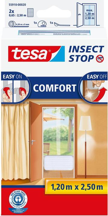 Produktbild tesa Insektenschutz COMFORT für Fenster, mit Klettband, selbstklebend, ohne Bohren (65 x 250 cm)