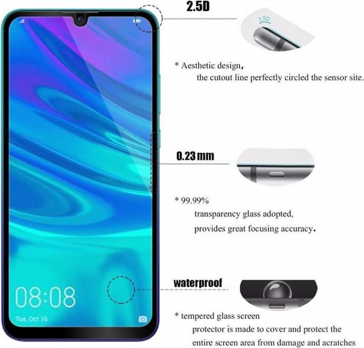 Produktbild Screenguard Huawei P Smart 2019 Full Screen Panzerglas Schutzfolie 2.5D 9H (1 Stück, Huawei P Smart (2019))