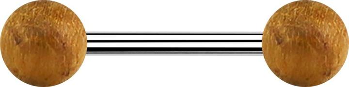 Immagine prodotto Star Piercing Barbell silver con due palline in teak (senza ottone, Acciaio chirurgico 316L)