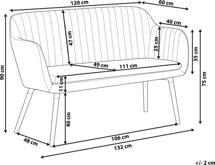 Produktbild Beliani 2-Sitzer Sofa Samtstoff schwarz TABY (2-Sitzer)