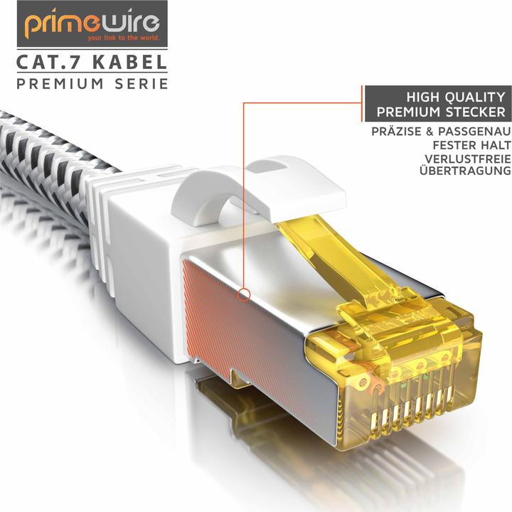 Produktbild Primewire CAT.7 Netzwerkkabel Baumwollmantel, Gigabit Ethernet CAT 7 LAN Kabel, 10000 Mbit/s Patchkabel (S/FTP, CAT7, 7.50 m)