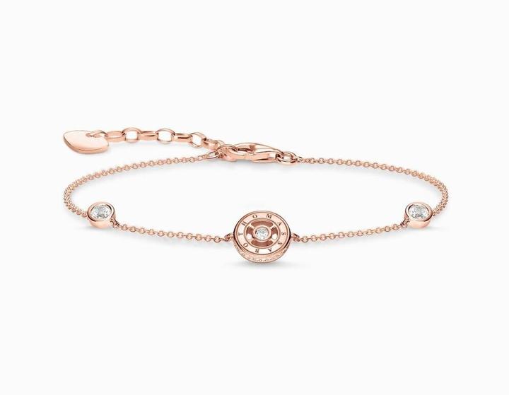 Immagine prodotto Thomas Sabo Bracciale a cerchio con pietre bianche in oro rosa (19 cm, Argento 925)