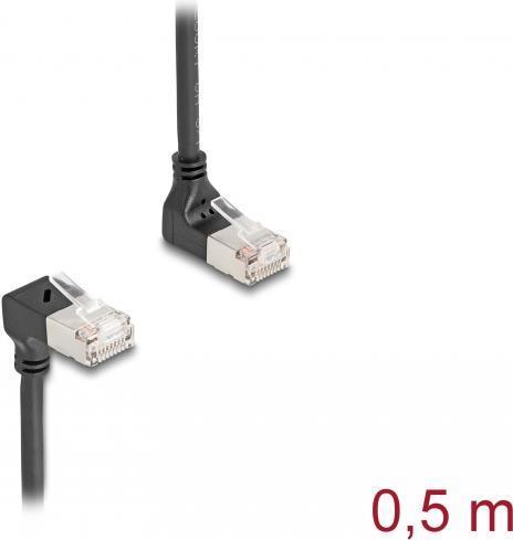 Produktbild Delock RJ45 Netzwerkkabel Cat.6A S/FTP Slim 90° oben / unten (S/FTP, CAT6a, 0.50 m)