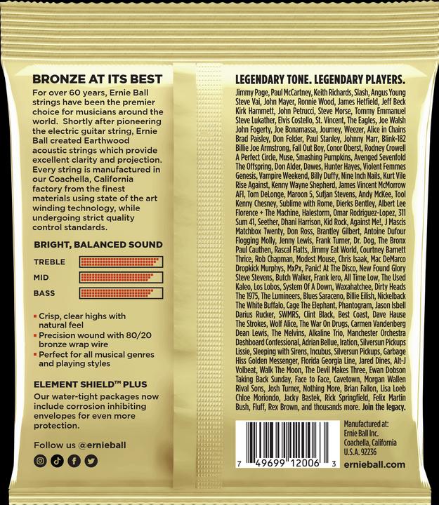 Nutritional values and ingredients Ernie Ball Earthwood Extra Light Bronze (6 x, Guitar, 0.05")