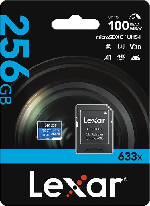 Produktbild Lexar High-Performance 633x microSDXC UHS-I U3 (256 GB, microSDXC, U3, UHS-I)
