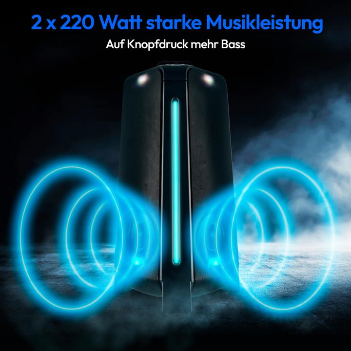 Actual product image Medion MD 43552 Party speaker black (4 h, Electrical connection, Rechargeable battery operated)