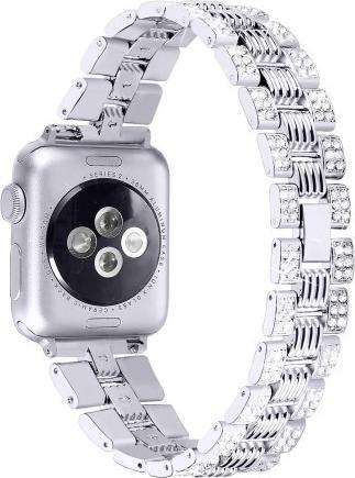 Produktbild Cover-Discount Apple Watch 42/44/45mm - Edelstahl mit Strass Armband silber (42 mm, 44 mm, 45 mm, Edelstahl)