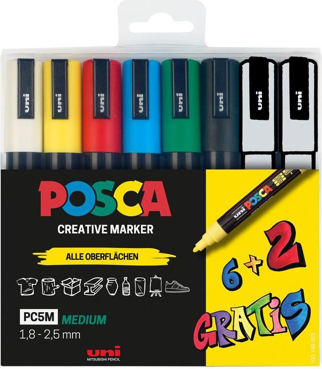 Produktbild Posca PC-5M Acrylstift farbsortiert (mistletoe, 2.50 mm, 8 x)