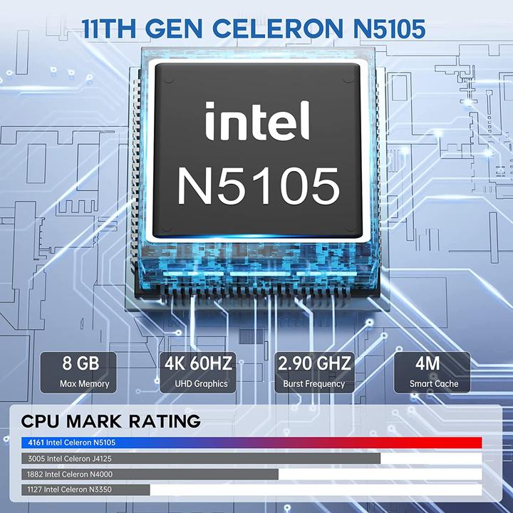 Actual product image NiPoGi AK1 Pro Mini PC (Celeron N5105, 8GB Ram, 256GB M.2)