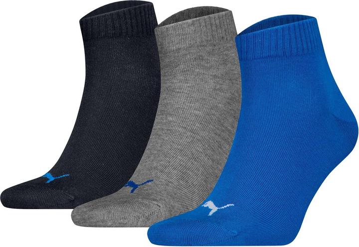 Actual product image Puma Socken Söckchen 3 Paar Quarter Uni Marineblau/Blau/Grau (pack of 3, 39 - 42)