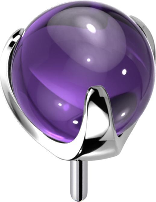 Produktbild Star Piercing Threadless Glaskugel violett gefasst (ohne Messing, Glas, Titan G23)