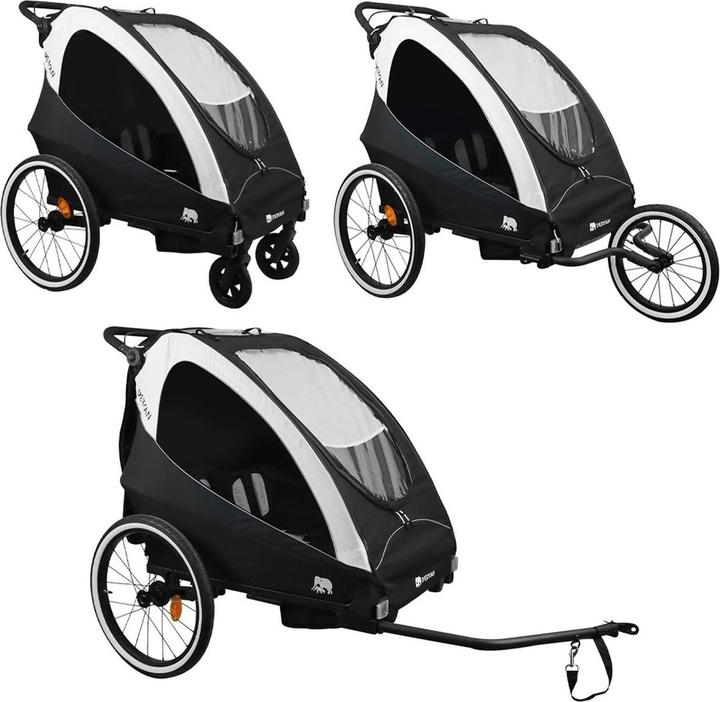 Deryan 3in1 Fahrradanhänger für 2 Kinder