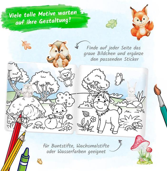 Produktbild Malbuch Stickermalbuch Waldfreunde