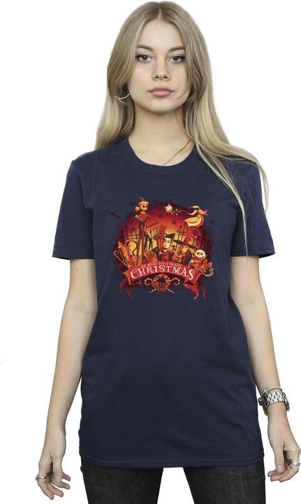 Actual product image Disney Womens/Ladies The Nightmare Before Christmas Scary Christmas Cotton Boyfriend T-Shirt (4XL)