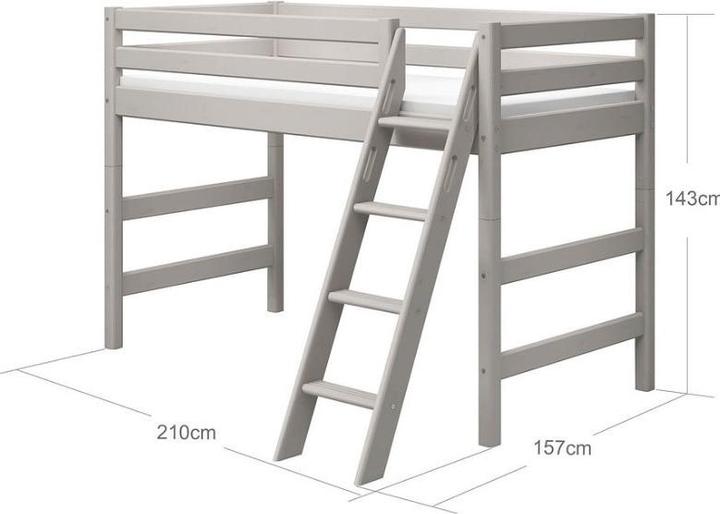 Produktbild Flexa Mittelhohes Bett Classic mit schräger Leiter (90 x 200 cm)