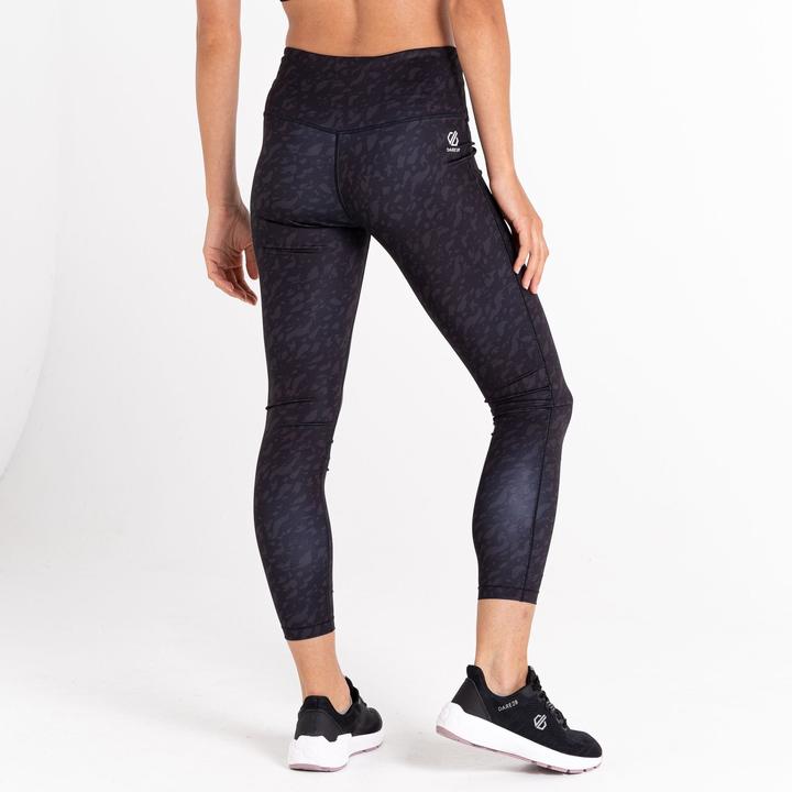 Actual product image Dare2b Womens/Ladies Influential Cire Finish Leaf Print Gym 7/8 Leggings (34 D)