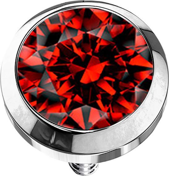 Produktbild Star Piercing Dermal Anchor silber mit Kristall rot (Chirurgenstahl 316L)