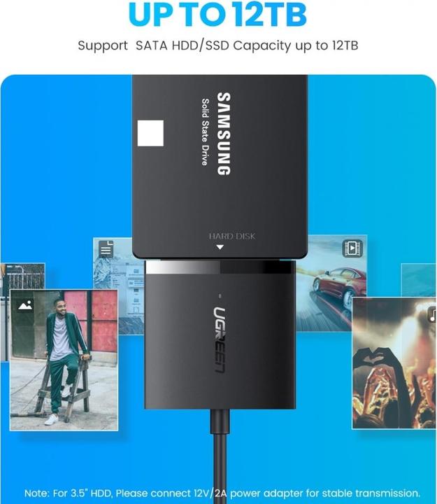 Immagine prodotto Ugreen Convertitore da USB 3.0 a SATA Adattatore 2.5" SATA SSD HDD a USB 3.0