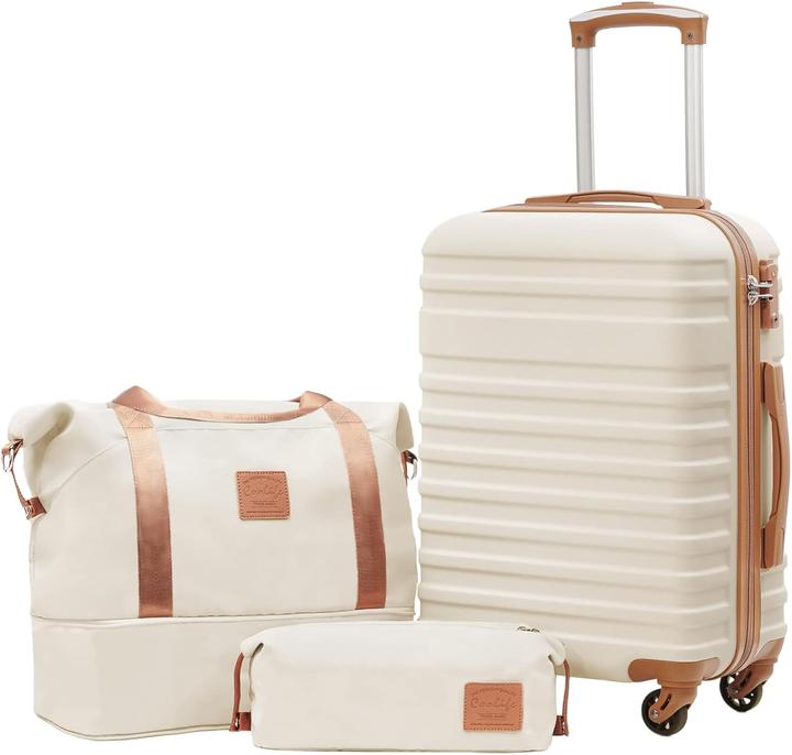 Coolife 3-teiliges Handgepäck-Set mit Reisetasche und Kulturbeutel (38 l, Handgepäck (bis 50l))