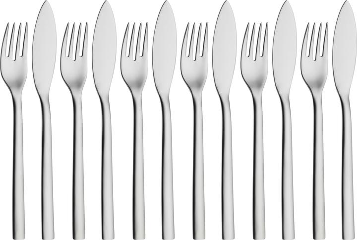 Fischbesteck Fischmesser Fischgabel Fischset Nuova 12tlg Edelstahl poliert (12 Stück, Besteck Set)