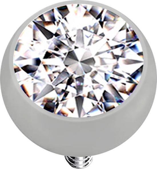 Image du produit Star Piercing Dermal Anchor Boule argentée avec cristal argenté (sans laiton, Titane G23)