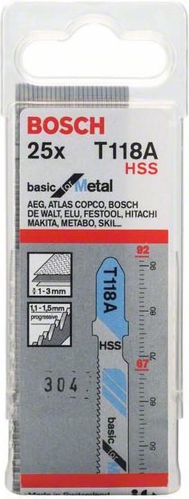 Produktbild Bosch Professional Zubehör Stichsägeblatt T 118 A Basic for Metal, 25er-Pack