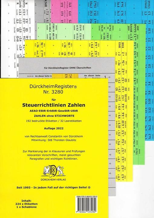 Produktbild DürckheimRegister® STEUERRICHTLINIEN 2022 Gesetze und §§, ohne Stichworte (Deutsch, Constantin Dürckheim, Thorsten Glaubitz, 2022)