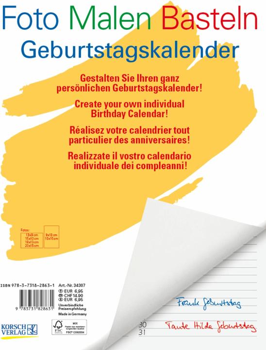Image du produit Calendrier Vierge Anniversaire A4 (21 x 29,7 cm, Couverture rigide, Allemand)
