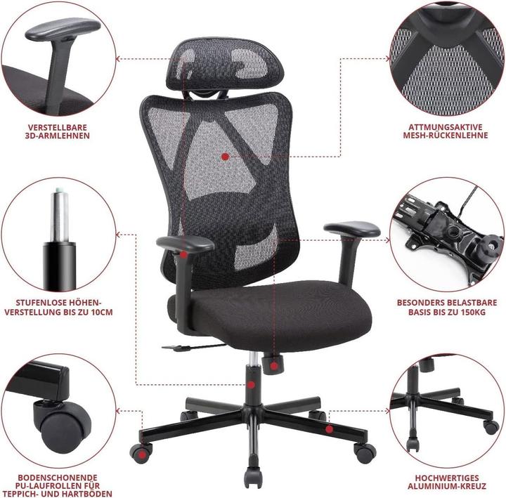 Produktbild Syno WAVE Ergo Chair Bürostuhl Wippfunktion Kunststoff-Rollen bis 150 kg