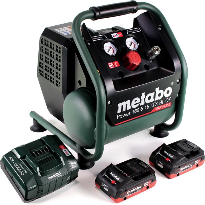 Produktbild Metabo Power 160-5 18 LTX BL OF Akku Kompressor 18 V 8,0 bar Brushless + 2x LiHD Akkupack 4,0 Ah + (5 l)