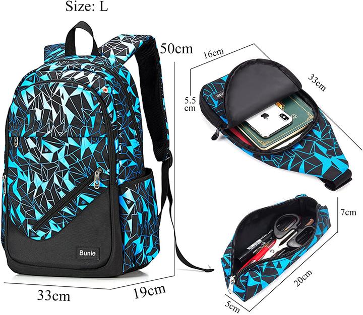 Produktbild Bunie Schulrucksack-Set Blau (35 l)