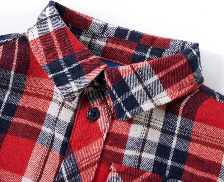 Image du produit VidaXL Chemise à carreaux rouge et bleu marine pour enfants 116,Matière : 100 (116)
